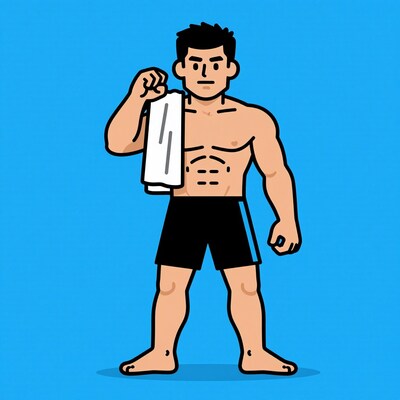 Muscular man with towel