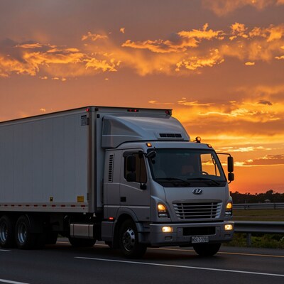 Semi Truck at Sunset