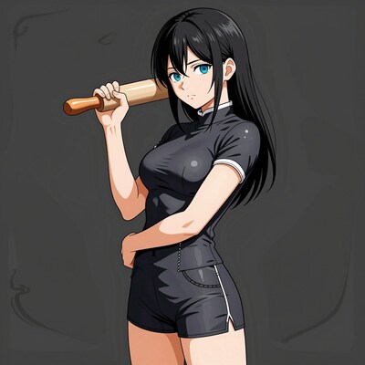 Anime girl with rolling pin