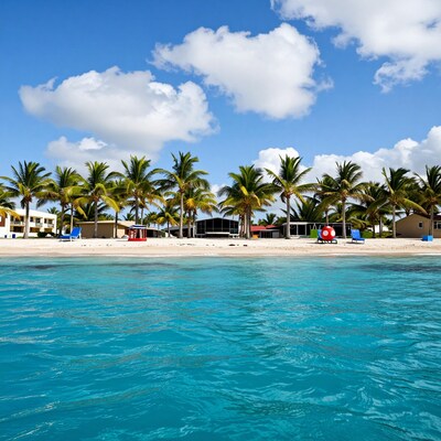 Tropical Beach with Palm Trees