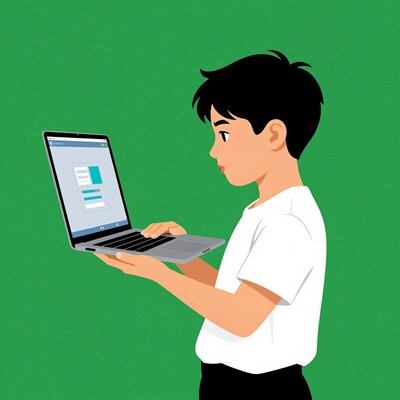Boy using laptop