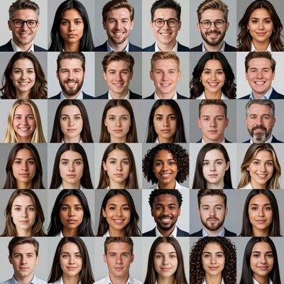 Diverse professional headshots grid