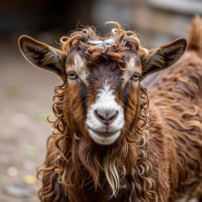 Curly Haired Brown Goat