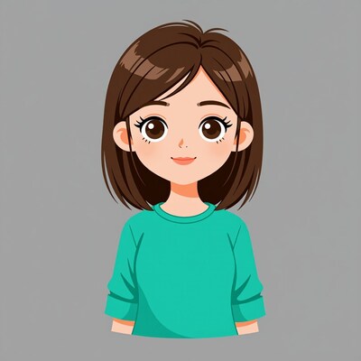 Cartoon girl with brown hair