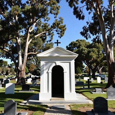 White Mausoleum in Cemetery