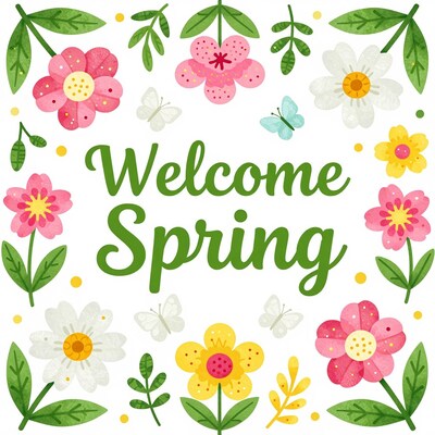 Welcome Spring flowers clipart