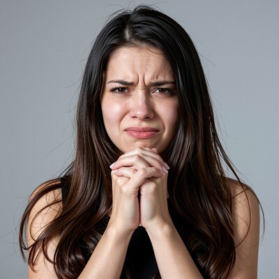 Worried woman pleading