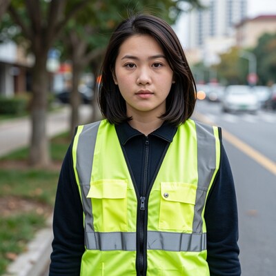Asian woman in safety vest