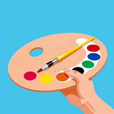 Artist hand with paint palette