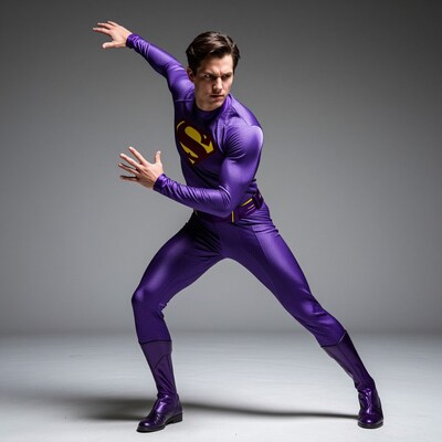 Purple Superman Pose