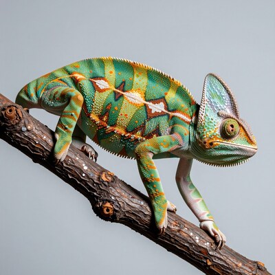 Colorful Chameleon on Branch