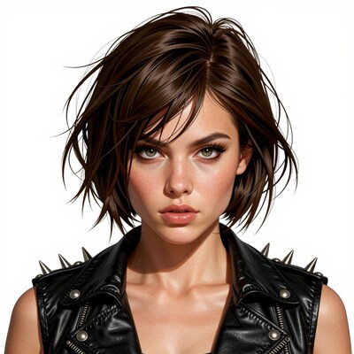 Punk woman with brown hair