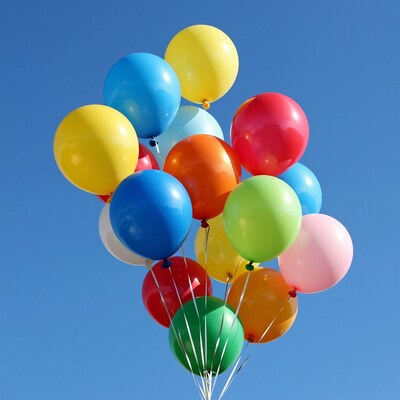 Colorful Balloons Against Blue Sky