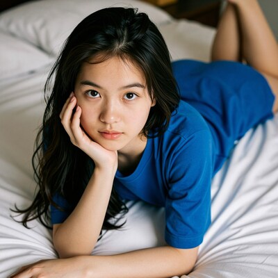 Young Asian Woman on Bed