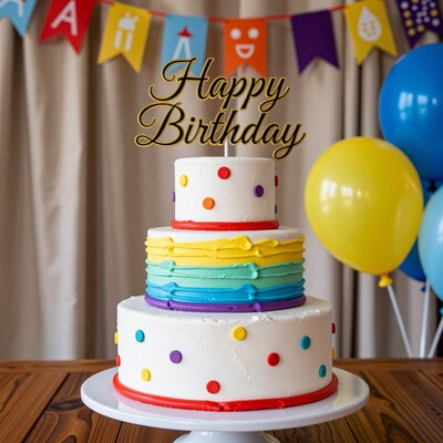 Colorful Happy Birthday Cake
