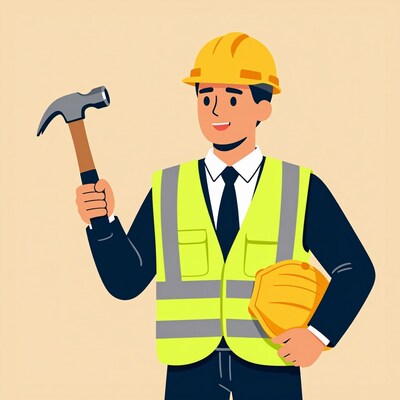 Construction Worker with Hammer