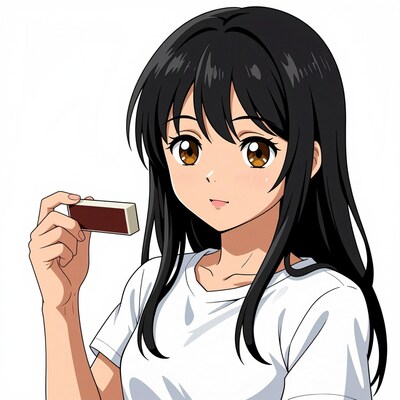 Anime girl holding chocolate bar
