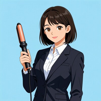 Woman with curling iron