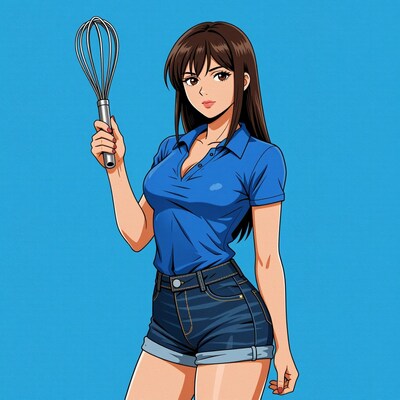 Anime Woman with Whisk