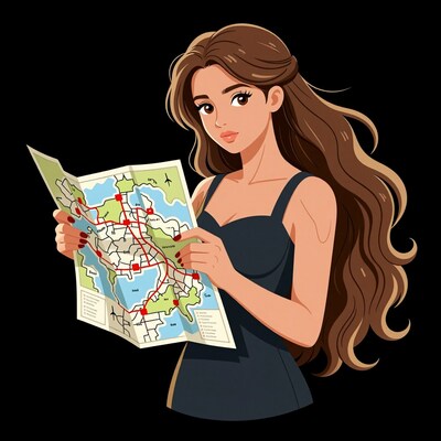 Woman holding city map