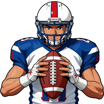 Football Player Holding Ball