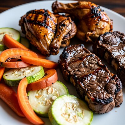 Grilled Chicken and Steak with Vegetables