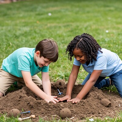 Kids digging in dirt