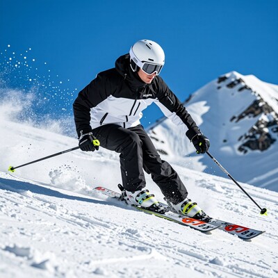 Man skiing downhill