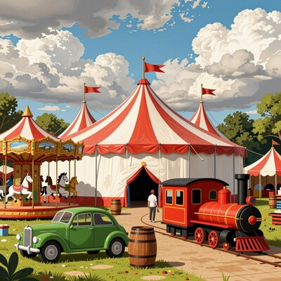 Vintage Circus Carnival Scene