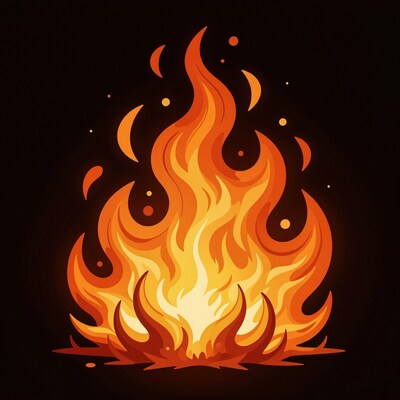 Cartoon campfire flames