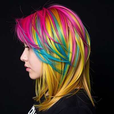 Woman with Rainbow Hair