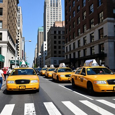 Yellow Taxis on NYC Street
