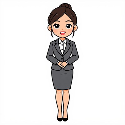 Cartoon businesswoman in suit