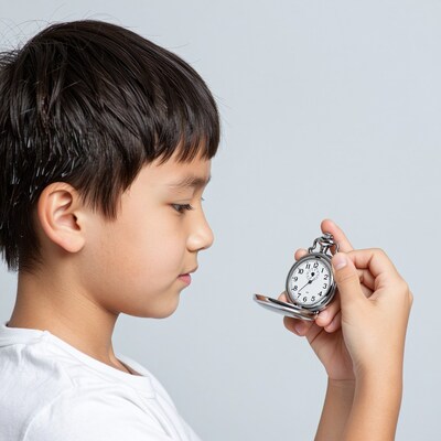 Boy holding pocket watch