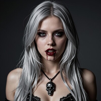 Vampire woman with blood lips