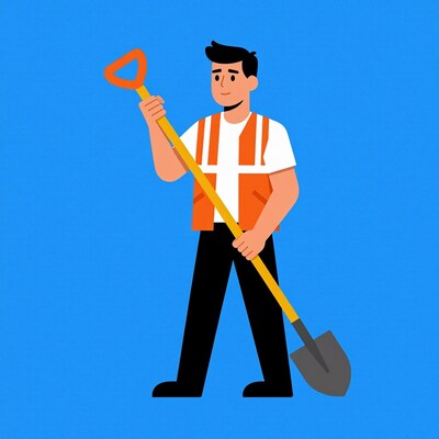 Construction Worker with Shovel