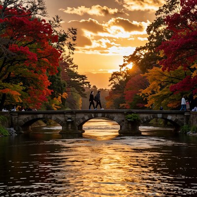 Autumn Sunset Bridge Walk