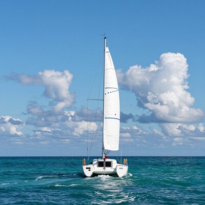White Catamaran Sailing