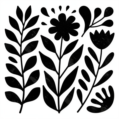 Black Floral Silhouette