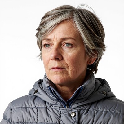 Mature woman with gray hair