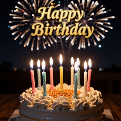 Happy Birthday Cake with Candles