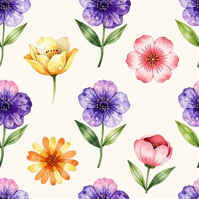 Watercolor Flowers Pattern