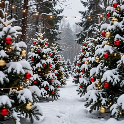 Snowy Christmas Tree Farm