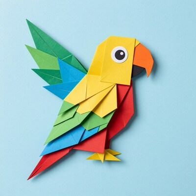 Colorful origami parrot