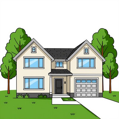 Cartoon two-story house