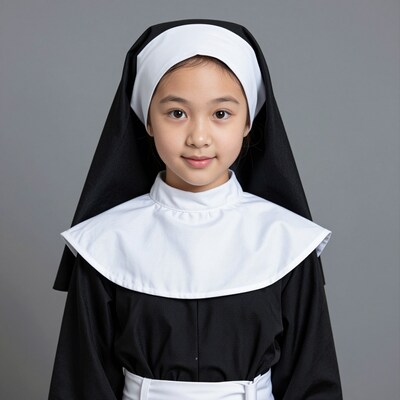 Young Asian Girl in Nun Costume