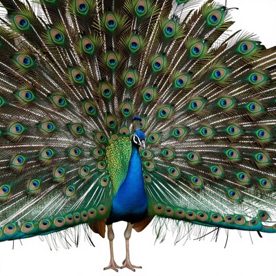 Peacock with fanned feathers