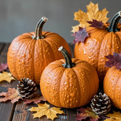 Wet Autumn Pumpkins