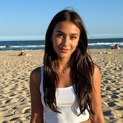 Young woman smiling on beach