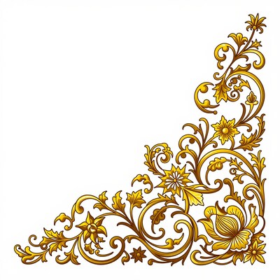 Golden Floral Corner Ornament